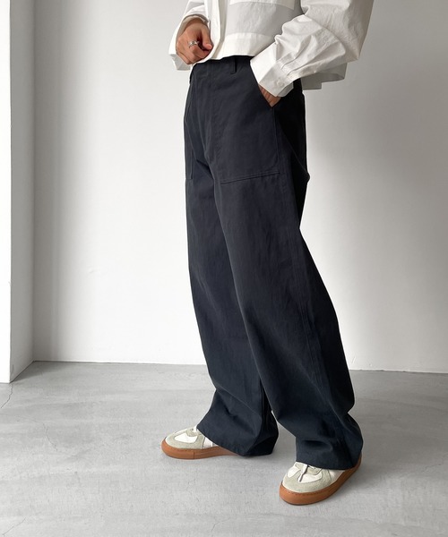 RED CHOP WORKS(レッドチョップワークス)の「RED CHOP WORKS(レッドチョップワークス) コットンワークストレートパンツ(その他パンツ・レディース・キナリ/ネイビー・34/36/38)」の6枚目の写真