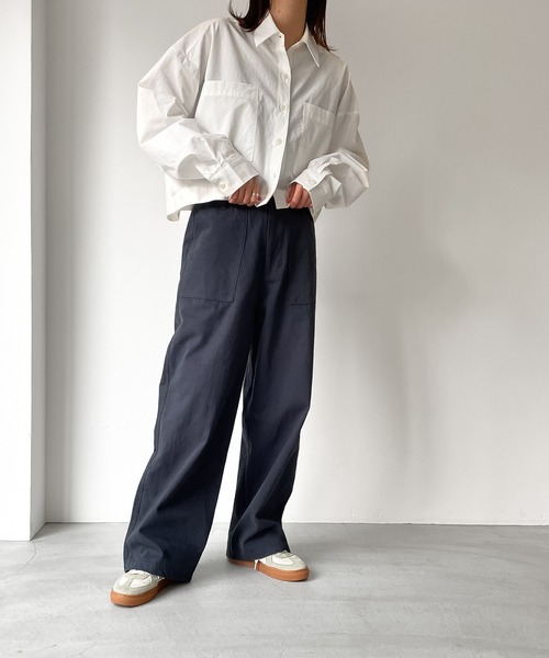 RED CHOP WORKS(レッドチョップワークス)の「RED CHOP WORKS(レッドチョップワークス) コットンワークストレートパンツ(その他パンツ・レディース・キナリ/ネイビー・34/36/38)」の8枚目の写真