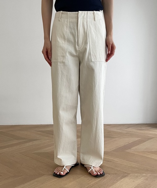 RED CHOP WORKS(レッドチョップワークス)の「RED CHOP WORKS(レッドチョップワークス) コットンワークストレートパンツ(その他パンツ・レディース・キナリ/ネイビー・34/36/38)」の9枚目の写真