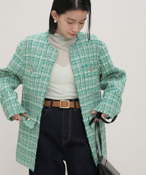 NANO universe（ナノユニバース）の「LB.03/梨地シアータートルカットトップス（Tシャツ/カットソー・レディース・ブラック/オフホワイト/イエロー/ライトグリーン・Ⅰ/Ⅱ）」の3枚目の写真