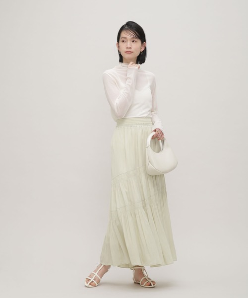 NANO universe（ナノユニバース）の「LB.03/梨地シアータートルカットトップス（Tシャツ/カットソー・レディース・ブラック/オフホワイト/イエロー/ライトグリーン・Ⅰ/Ⅱ）」の12枚目の写真