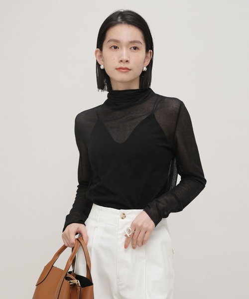 NANO universe（ナノユニバース）の「LB.03/梨地シアータートルカットトップス（Tシャツ/カットソー・レディース・ブラック/オフホワイト/イエロー/ライトグリーン・Ⅰ/Ⅱ）」の6枚目の写真