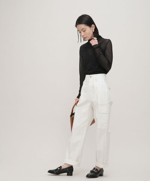 NANO universe（ナノユニバース）の「LB.03/梨地シアータートルカットトップス（Tシャツ/カットソー・レディース・ブラック/オフホワイト/イエロー/ライトグリーン・Ⅰ/Ⅱ）」の17枚目の写真