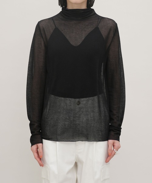 NANO universe（ナノユニバース）の「LB.03/梨地シアータートルカットトップス（Tシャツ/カットソー・レディース・ブラック/オフホワイト/イエロー/ライトグリーン・Ⅰ/Ⅱ）」の20枚目の写真