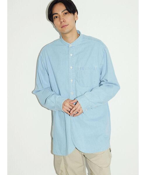 CRAFT STANDARD BOUTIQUE(クラフトスタンダードブティック)の「デニムバンドカラーシャツ(シャツ/ブラウス・メンズ・ライトインディゴブルー/ダークインディゴブルー・M/L)」の1枚目の写真