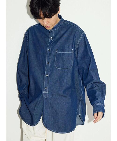 CRAFT STANDARD BOUTIQUE(クラフトスタンダードブティック)の「デニムバンドカラーシャツ(シャツ/ブラウス・メンズ・ライトインディゴブルー/ダークインディゴブルー・M/L)」の2枚目の写真