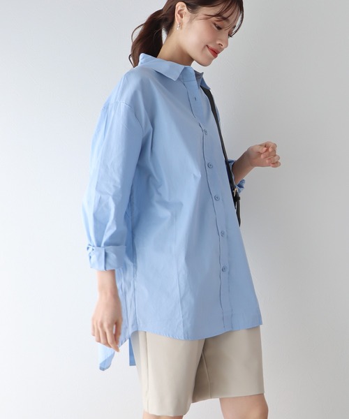 BLUEEAST（ブルーイースト）の「バックオープンロングシャツ（シャツ/ブラウス・レディース・ホワイト/ピンク/ブルー・MEDIUM）」の11枚目の写真