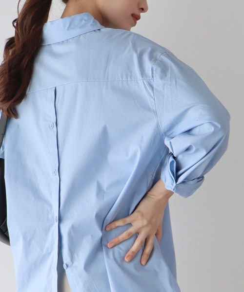 BLUEEAST（ブルーイースト）の「バックオープンロングシャツ（シャツ/ブラウス・レディース・ホワイト/ピンク/ブルー・MEDIUM）」の14枚目の写真