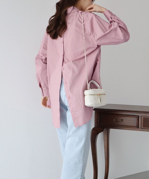 BLUEEAST（ブルーイースト）の「バックオープンロングシャツ（シャツ/ブラウス・レディース・ホワイト/ピンク/ブルー・MEDIUM）」の21枚目の写真