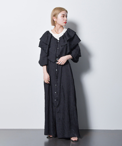 CITYSHOP(シティーショップ)の「W COLLAR WRINKLE DRESS:ワンピース CITYSHOP(シティーショップ)の「W COLLAR WRINKLE DRESS:ワンピース