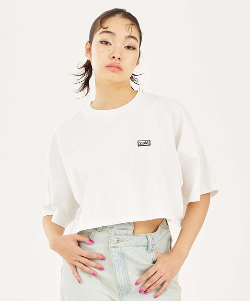 X-girl（エックスガール）の「BOX LOGO S/S WIDE TEE（Tシャツ/カットソー・レディース・ブラック/オリーブ/ホワイト・S/M）」の16枚目の写真
