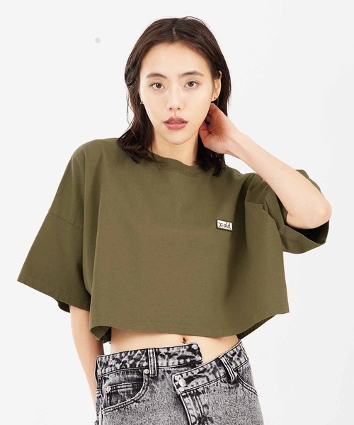 X-girl（エックスガール）の「BOX LOGO S/S WIDE TEE（Tシャツ/カットソー・レディース・ブラック/オリーブ/ホワイト・S/M）」の22枚目の写真