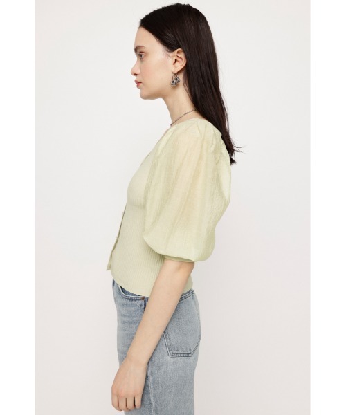 SLY(スライ)の「2WAY DOCKING TOPS2WAY ドッキングトップス シアースリーブ ニットトップス 2WAY 着回し 透け ボリュームスリーブ パフスリーブ(ニット/セーター・レディース・ライトパープル/ブラック/アイボリー・FREE)」の7枚目の写真