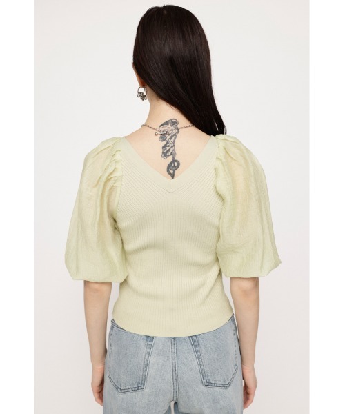 SLY(スライ)の「2WAY DOCKING TOPS2WAY ドッキングトップス シアースリーブ ニットトップス 2WAY 着回し 透け ボリュームスリーブ パフスリーブ(ニット/セーター・レディース・ライトパープル/ブラック/アイボリー・FREE)」の8枚目の写真