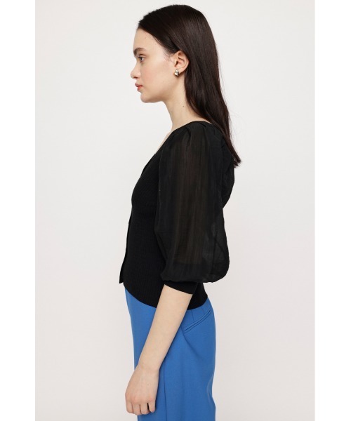 SLY(スライ)の「2WAY DOCKING TOPS2WAY ドッキングトップス シアースリーブ ニットトップス 2WAY 着回し 透け ボリュームスリーブ パフスリーブ(ニット/セーター・レディース・ライトパープル/ブラック/アイボリー・FREE)」の13枚目の写真