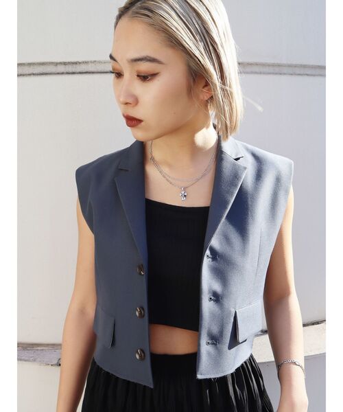 EMODA（エモダ）の「ボックスデザインタンクトップ（タンクトップ・レディース・ホワイト/ブラック/イエロー・FREE）」の5枚目の写真