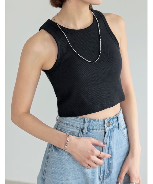 Re:EDIT（リエディ）の「コットンリブカップ付きアメスリショート丈タンクトップ[返品交換不可]（タンクトップ・レディース・ベージュ/モカ/オフホワイト/ブラック/チャコールグレー・MEDIUM/LARGE）」の10枚目の写真