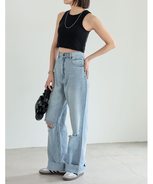 Re:EDIT（リエディ）の「コットンリブカップ付きアメスリショート丈タンクトップ[返品交換不可]（タンクトップ・レディース・ベージュ/モカ/オフホワイト/ブラック/チャコールグレー・MEDIUM/LARGE）」の11枚目の写真