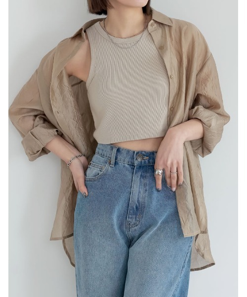 Re:EDIT（リエディ）の「コットンリブカップ付きアメスリショート丈タンクトップ[返品交換不可]（タンクトップ・レディース・ベージュ/モカ/オフホワイト/ブラック/チャコールグレー・MEDIUM/LARGE）」の17枚目の写真