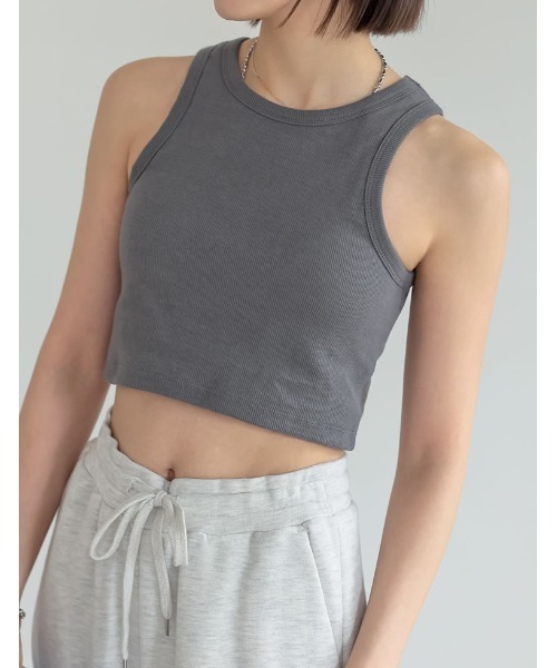 Re:EDIT（リエディ）の「コットンリブカップ付きアメスリショート丈タンクトップ[返品交換不可]（タンクトップ・レディース・ベージュ/モカ/オフホワイト/ブラック/チャコールグレー・MEDIUM/LARGE）」の20枚目の写真