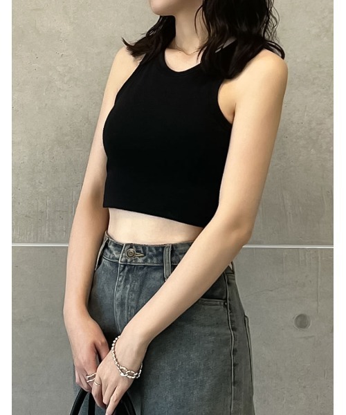 Re:EDIT（リエディ）の「コットンリブカップ付きアメスリショート丈タンクトップ[返品交換不可]（タンクトップ・レディース・ベージュ/モカ/オフホワイト/ブラック/チャコールグレー・MEDIUM/LARGE）」の7枚目の写真