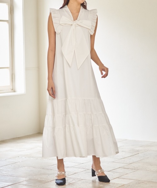 tocco closet（トッコ クローゼット）の「肩フリル付きボウタイ