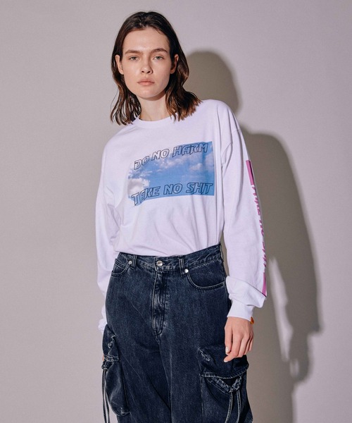 MAISON SPECIAL(メゾンスペシャル)の「SELENAHELIOS/セレナヘリオス PEACEFUL Long Sleeve【MAISON SPECIAL/メゾンスペシャル】(Tシャツ/カットソー・レディース・グレー/ホワイト・FREE)」の1枚目の写真
