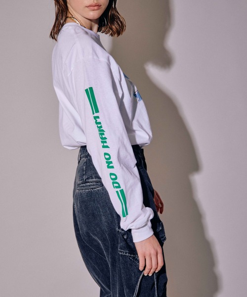 MAISON SPECIAL(メゾンスペシャル)の「SELENAHELIOS/セレナヘリオス PEACEFUL Long Sleeve【MAISON SPECIAL/メゾンスペシャル】(Tシャツ/カットソー・レディース・グレー/ホワイト・FREE)」の3枚目の写真