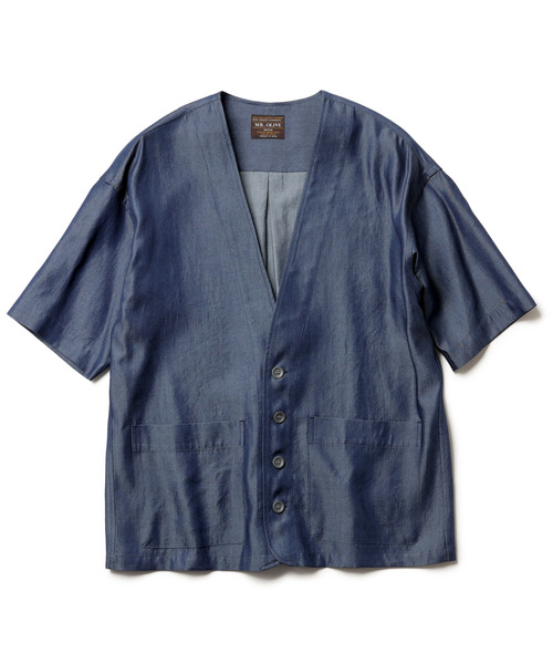 MR.OLIVE（ミスターオリーブ）の「MR.OLIVE ミスターオリーブ / TENCEL WASHABLE DENIM / HALF SLEEVE CARDIGAN 【セットアップ対応】 テンセル ウォッシャブルデニム/ハーフスリーブカーディガン / M231139（その他アウター・メンズ・ライトインディゴブルー/ダークインディゴブルー・MEDIUM/LARGE）」の7枚目の写真