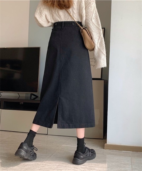 FREE STYLISTS(フリー スタイリスト)の「バックスリットロングデニムスカート(デニムスカート・レディース・ブラック/ネイビー・L/M/S/2XL/XL)」の15枚目の写真