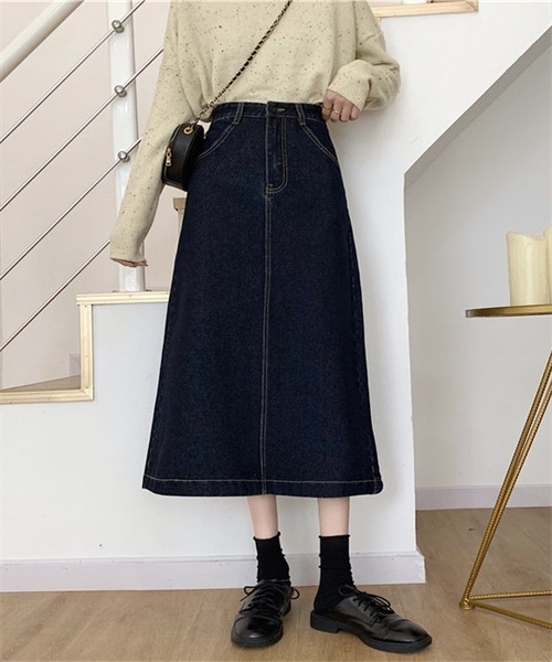 FREE STYLISTS(フリー スタイリスト)の「バックスリットロングデニムスカート(デニムスカート・レディース・ブラック/ネイビー・L/M/S/2XL/XL)」の20枚目の写真