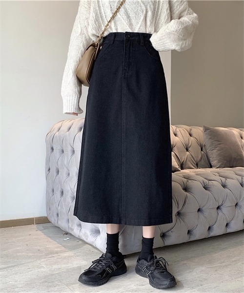FREE STYLISTS(フリー スタイリスト)の「バックスリットロングデニムスカート(デニムスカート・レディース・ブラック/ネイビー・L/M/S/2XL/XL)」の10枚目の写真