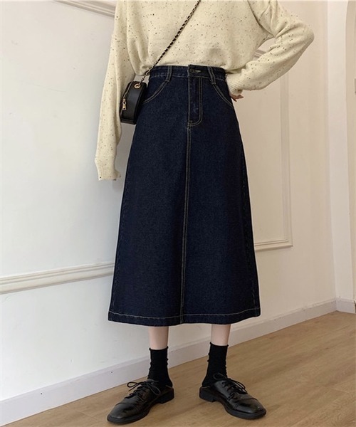 FREE STYLISTS(フリー スタイリスト)の「バックスリットロングデニムスカート(デニムスカート・レディース・ブラック/ネイビー・L/M/S/2XL/XL)」の19枚目の写真