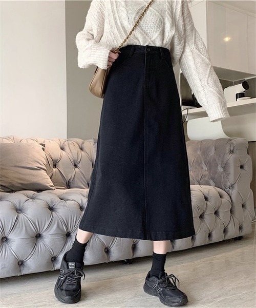 FREE STYLISTS(フリー スタイリスト)の「バックスリットロングデニムスカート(デニムスカート・レディース・ブラック/ネイビー・L/M/S/2XL/XL)」の13枚目の写真
