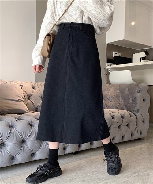 FREE STYLISTS(フリー スタイリスト)の「バックスリットロングデニムスカート(デニムスカート・レディース・ブラック/ネイビー・L/M/S/2XL/XL)」の12枚目の写真