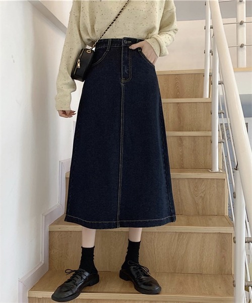 FREE STYLISTS(フリー スタイリスト)の「バックスリットロングデニムスカート(デニムスカート・レディース・ブラック/ネイビー・L/M/S/2XL/XL)」の21枚目の写真