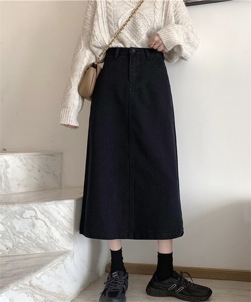 FREE STYLISTS(フリー スタイリスト)の「バックスリットロングデニムスカート(デニムスカート・レディース・ブラック/ネイビー・L/M/S/2XL/XL)」の9枚目の写真