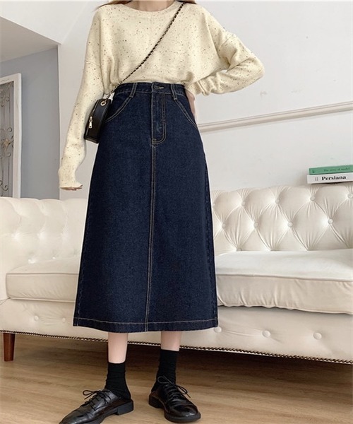FREE STYLISTS(フリー スタイリスト)の「バックスリットロングデニムスカート(デニムスカート・レディース・ブラック/ネイビー・L/M/S/2XL/XL)」の17枚目の写真