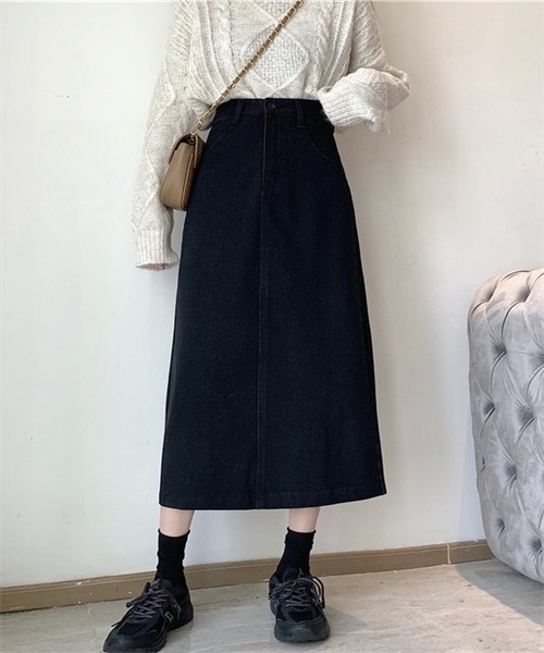 FREE STYLISTS(フリー スタイリスト)の「バックスリットロングデニムスカート(デニムスカート・レディース・ブラック/ネイビー・L/M/S/2XL/XL)」の8枚目の写真