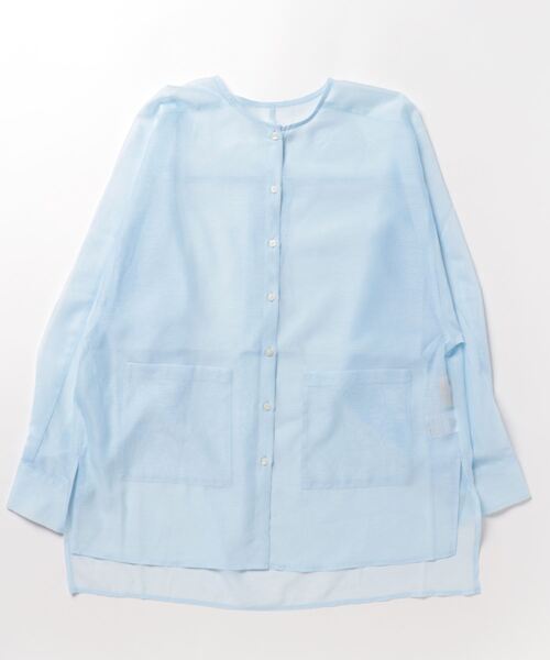 Q（キュー）の「シアーオーバーシャツ（シャツ/ブラウス・レディース・アイボリー/ライトブルー・MEDIUM）」の3枚目の写真