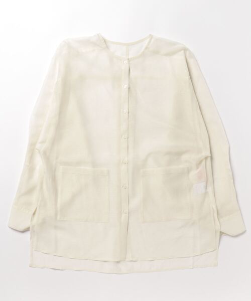 Q（キュー）の「シアーオーバーシャツ（シャツ/ブラウス・レディース・アイボリー/ライトブルー・MEDIUM）」の4枚目の写真