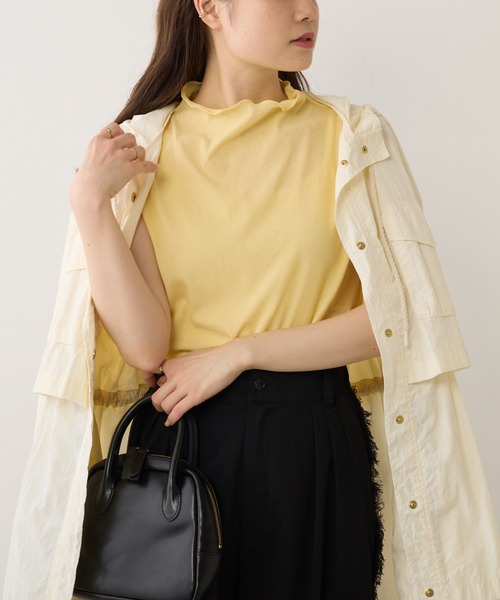 PUAL CE CIN(ピュアルセシン)の「シアーリブメロープチハイネックノースリーブ(その他トップス・レディース・イエロー/ネイビー/ミント/オフホワイト/ブルー/サーモンピンク/イエロー系・FREE)」の5枚目の写真