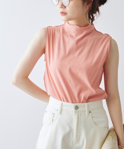 PUAL CE CIN(ピュアルセシン)の「シアーリブメロープチハイネックノースリーブ(その他トップス・レディース・イエロー/ネイビー/ミント/オフホワイト/ブルー/サーモンピンク/イエロー系・FREE)」の7枚目の写真