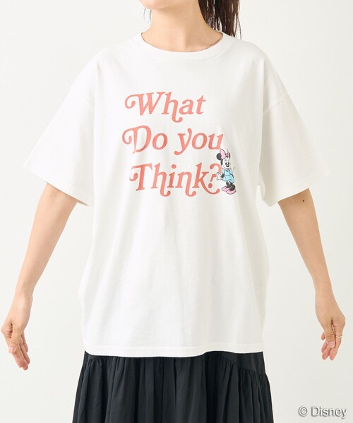 FREAK'S STORE（フリークスストア）の「DISNEY/ディズニー 「Minnie」 LOGO T-shirt/「ミニー」ロゴTシャツ（Tシャツ/カットソー・レディース・オフホワイト/ブラック・ﾌﾘ-）」の5枚目の写真
