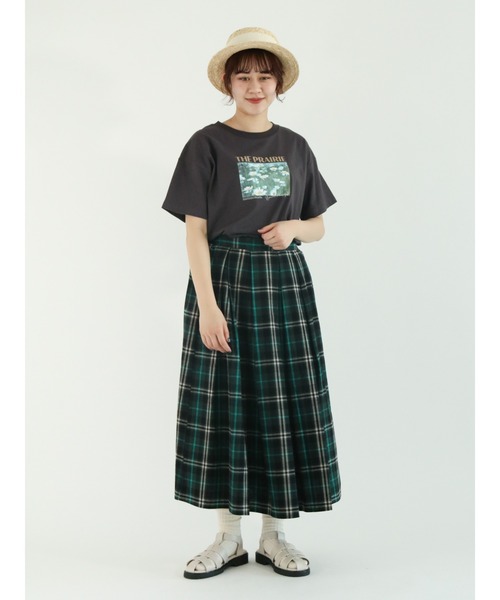 Samansa Mos2（サマンサ モスモス）の「転写プリントTシャツ（Tシャツ/カットソー・レディース・チャコールグレー/オフホワイト/ミント/キナリ・ﾌﾘ-）」の7枚目の写真