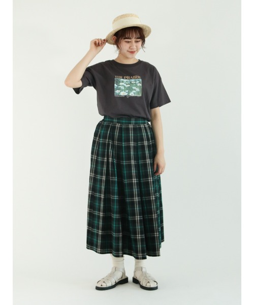 Samansa Mos2（サマンサ モスモス）の「転写プリントTシャツ（Tシャツ/カットソー・レディース・チャコールグレー/オフホワイト/ミント/キナリ・ﾌﾘ-）」の8枚目の写真