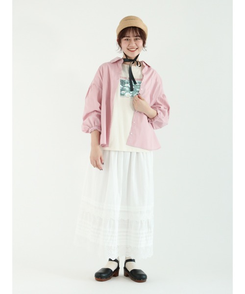 Samansa Mos2（サマンサ モスモス）の「転写プリントTシャツ（Tシャツ/カットソー・レディース・チャコールグレー/オフホワイト/ミント/キナリ・ﾌﾘ-）」の17枚目の写真