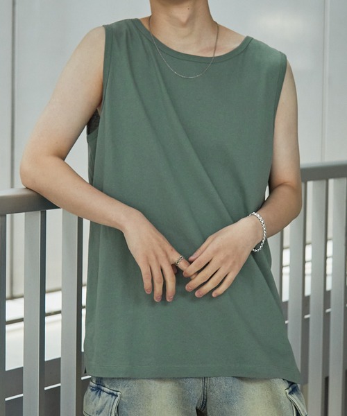 Anchor Smith(アンカー スミス)の「サイドスリットロングレイヤードタンクトップ(タンクトップ・メンズ・ブルー系/ライトグレー/ピンク系/アッシュグレー/ホワイト/ブラック/チャコールグレー/グレイッシュベージュ/グリーン系/バーガンディー/レッド系・M/L/S)」の7枚目の写真