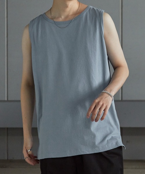 Anchor Smith(アンカー スミス)の「サイドスリットロングレイヤードタンクトップ(タンクトップ・メンズ・ブルー系/ライトグレー/ピンク系/アッシュグレー/ホワイト/ブラック/チャコールグレー/グレイッシュベージュ/グリーン系/バーガンディー/レッド系・M/L/S)」の8枚目の写真