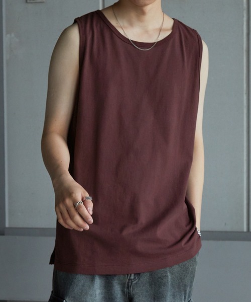 Anchor Smith(アンカー スミス)の「サイドスリットロングレイヤードタンクトップ(タンクトップ・メンズ・ブルー系/ライトグレー/ピンク系/アッシュグレー/ホワイト/ブラック/チャコールグレー/グレイッシュベージュ/グリーン系/バーガンディー/レッド系・M/L/S)」の10枚目の写真